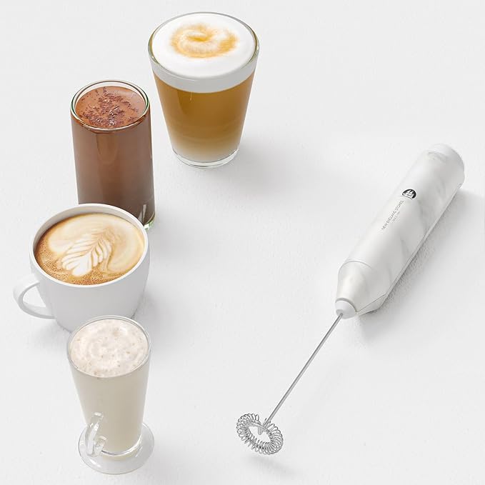 Powerful Milk Frother Handheld Foam Maker, Mini Whisk Drink Mixer for Coffee, Cappuccino, Latte, Matcha, Hot Chocolate, No Stand, Marble - Image 3