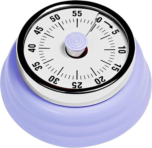 Elegant Stainless Steel Vintage Kitchen Timer with Magnetic Attachment - 60-Minute Countdown & Audible Alarm, Perfect for Cooking, Office Tasks, and Study Sessions (01-Purple)