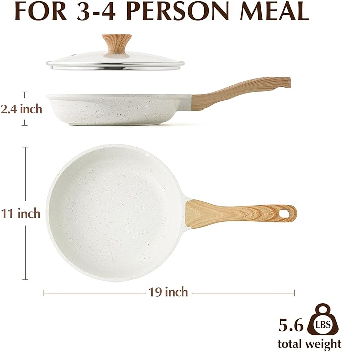 SENSARTE Nonstick Ceramic Frying Pan Skillet with Lid, 11 Inch Omelet Pan, Healthy Non Toxic Chefs Pan, Induction Compatible Egg Pan with Heat Resistant Handle, Free of Intentionally Added PFAS/PTFE - Image 8