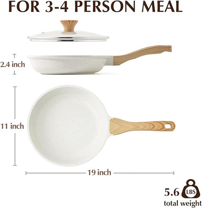 SENSARTE Nonstick Ceramic Frying Pan Skillet with Lid, 11 Inch Omelet Pan, Healthy Non Toxic Chefs Pan, Induction Compatible Egg Pan with Heat Resistant Handle, Free of Intentionally Added PFAS/PTFE - Image 8