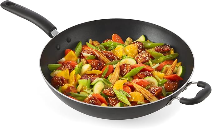 T-Fal Specialty Nonstick Woks & Stir-Fry Pan 14 Inch Oven Broiler Safe 350F Cookware, Pots and Pans, Dishwasher Safe Black - Image 2
