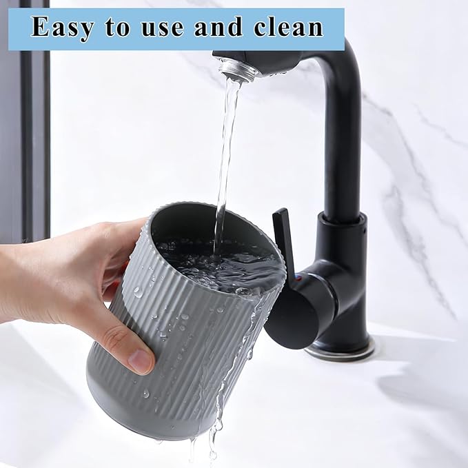 Kyraton Cooking Utensils Holder 2pcs, 360° Rotating Heavy Duty Plastic Kitchen Utensil Holder for Countertop, The Small Utensil Crock for Cutlery Silverware, Tooth Brush, Desk Pencil Pen - Image 5