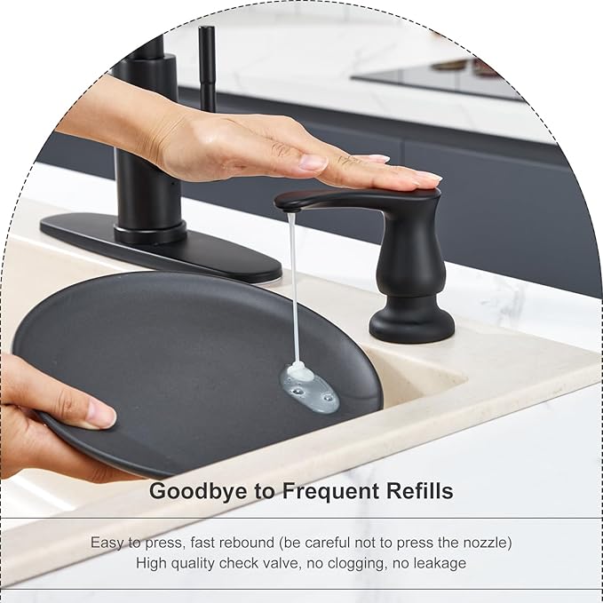 GAGALIFE Kitchen Sink Soap Dispenser Matte Black, Under Sink Soap Dispenser with 40" Silicone Extension Tube Kit,Say Goodbye to Frequent Refills - Image 5