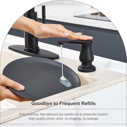 GAGALIFE Kitchen Sink Soap Dispenser Matte Black, Under Sink Soap Dispenser with 40" Silicone Extension Tube Kit,Say Goodbye to Frequent Refills - Image 5