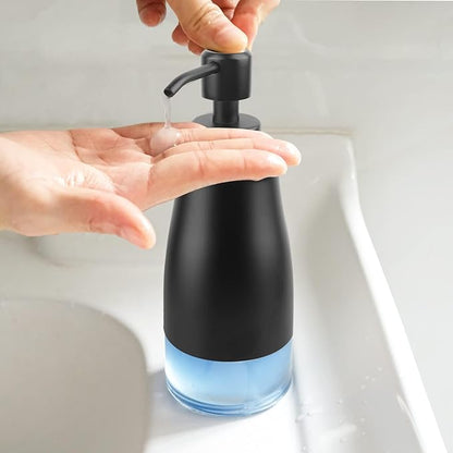 AUMIO Soap Dispenser with Non-Slip Silicone Pad, 2 Pack Kitchen Dish Refillable Liquid Dispensers, Matte Black Hand Soap Dispenser for Bathroom, Stainless Steel Case Glass Liner Hand Pump Dispensers - Image 2