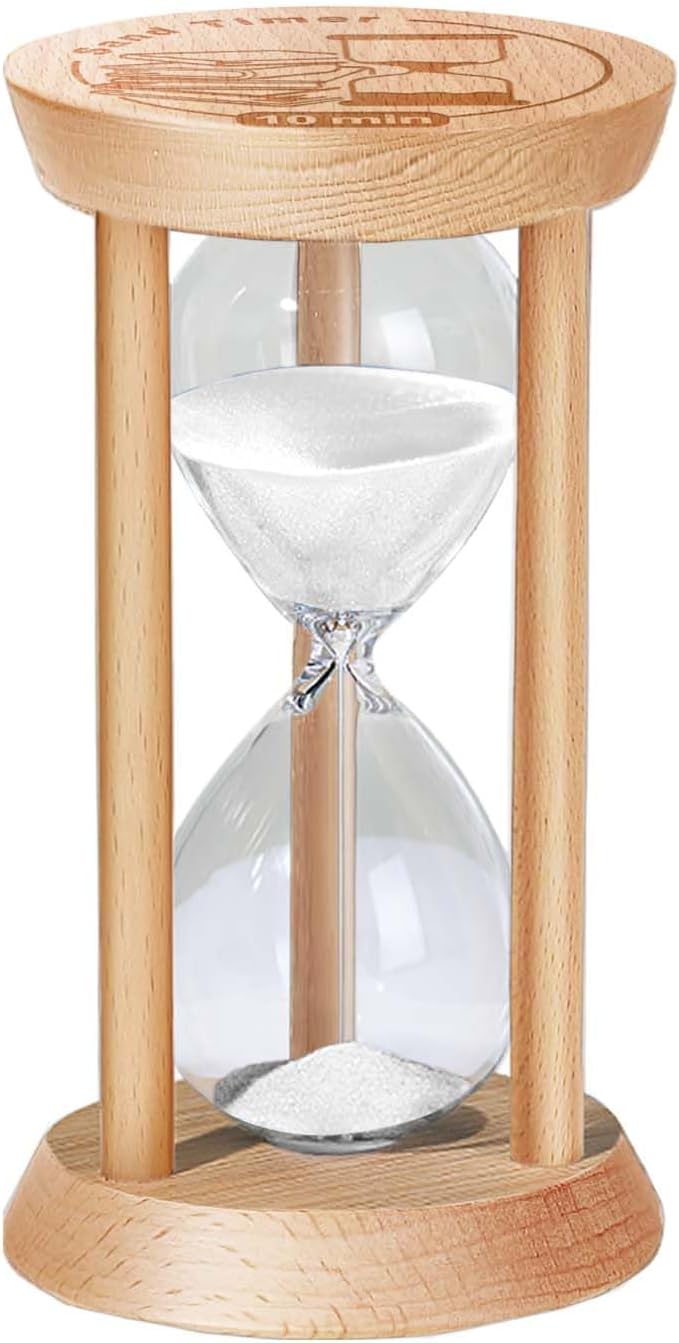 3 Minute Sand Timer Hourglass, 3 Min Wooden Sand Clock, Three Minute Wood Hour Glass, Mini Reloj De Arena， Small Sandglass for Toothbrush Timer, Cooking, Decorative, Work, Game, Gift, White