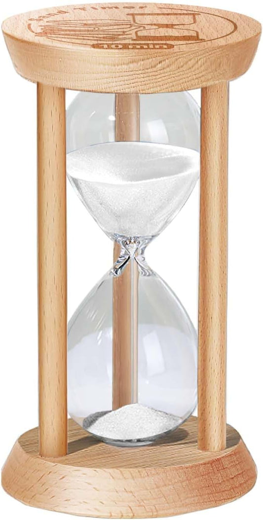 2 Minute Sand Timer Hourglass, 2 Min Wooden Sand Clock, Two Minute Wood Hour Glass, Mini Reloj De Arena, Small Sandglass for Toothbrush Timer, Cooking, Decorative, Work, Game, Gift, White