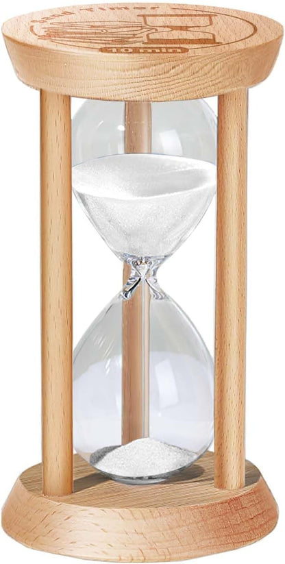 5 Minute Sand Timer Hourglass, 5 Min Wooden Sand Clock, Five Minute Wood Hour Glass, Mini Reloj De Arena, Small Sandglass for Toothbrush Timer, Cooking, Decorative, Work, Game, Gift, White