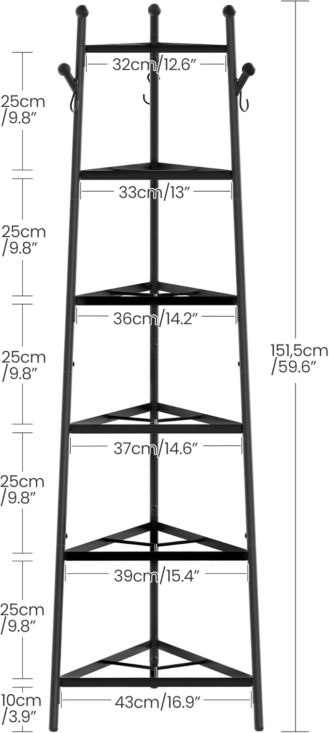 CHOEZON 6-Tier Cookware Stand, Triangle Shelf Storage Tower for Kitchen, Pans Pots Storage Rack, Metal Wire Shelf Organizer, Corner Shelf, for Kitchen, Living Room, Black TPR14BB - Image 4