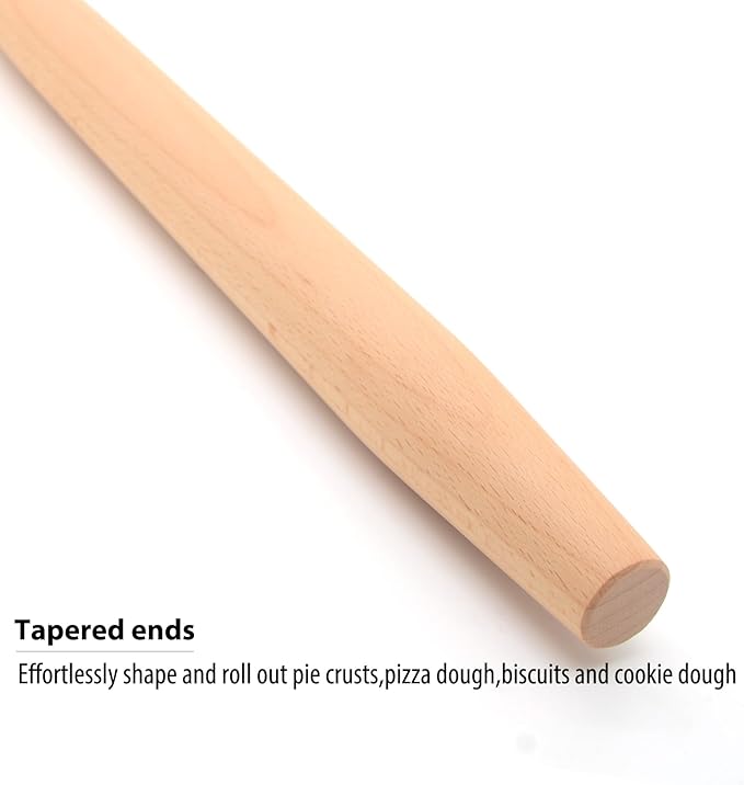 Wooden French Rolling Pin for Baking and Pastry (beech wood, 16 inches) - Image 3