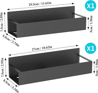 HuggieGems 2 Pack Magnetic Spice Storage Rack Organizer for Refrigerator and Oven, Black Fridge Organizers and Storage - Image 7