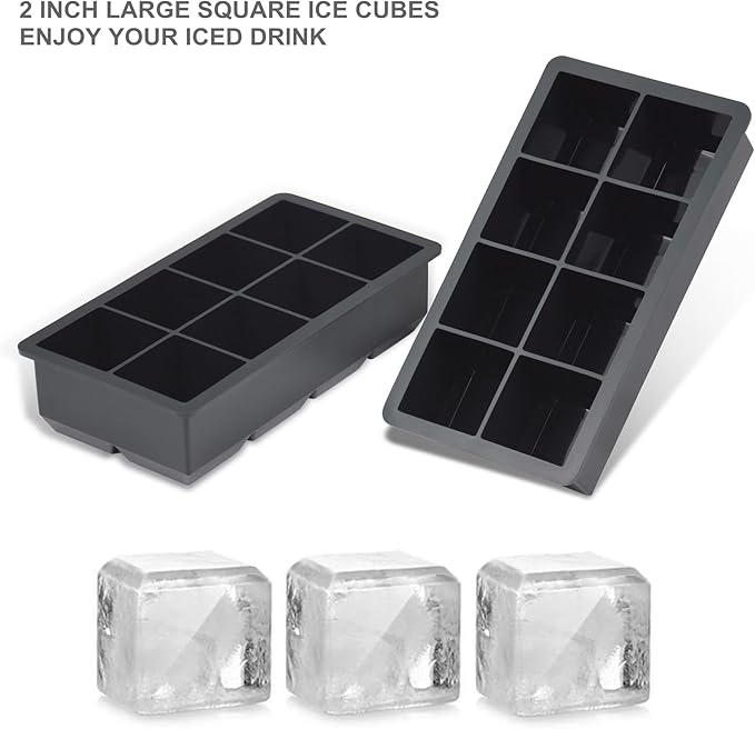 Bangp Large Ice Cube Trays 2 Pack,Big Ice Cube Molds with Removable Lids,Easy Release and Stackable Silicone Ice Cube Tray,Make 16 Big Square Ice Cubes for Whiskey,Cocktails - Image 7