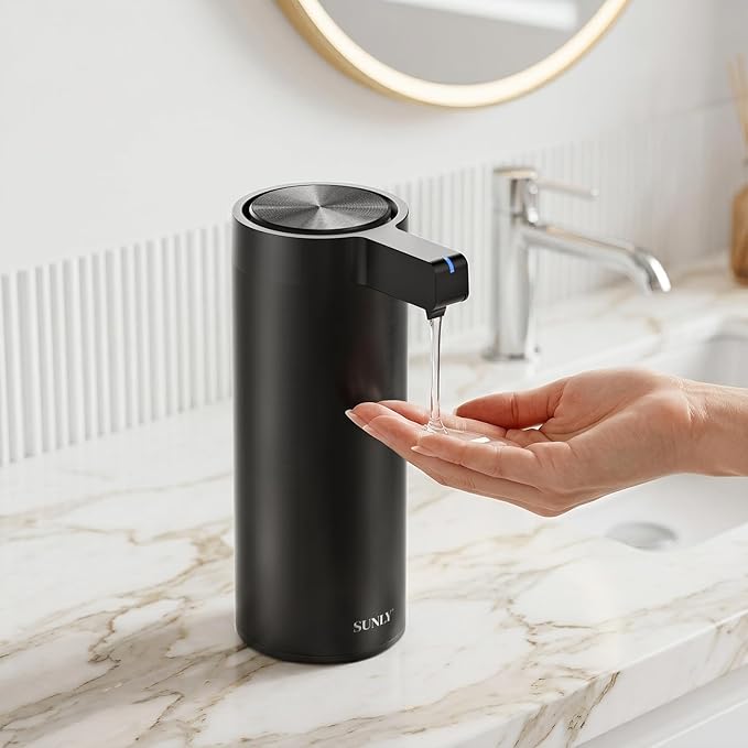 SUNLY Touchless Automatic Soap Dispenser – Clog-Free Pump, 0.2s Fast Sensor, USB-C Rechargeable, Smudge-Resistant Stainless Steel, for Kitchen & Bathroom Soap Dispenser, Black by SUNLYHOME