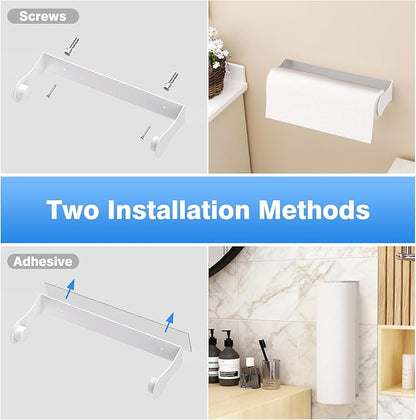 Paper Towel Holder Under Cabinet, White, Adhesive & Wall Mount, Under Counter Paper Towel Rack for Kitchen and Bathroom, Home and Kitchen Decor - Image 6