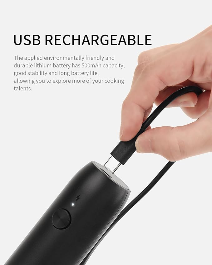 CIRCLE JOY Rechargeable Milk Frother Handheld, Coffee Frother Wand Drink Mixer with Stainless Steel Whisk for Coffee, Cappuccino, Lattes, Frappe, Matcha and Hot Chocolate, Black - Image 2