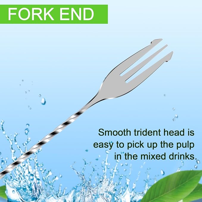 BRIOUT 2 Pcs Bar Spoon, 12 Inches Long Handle Drink Stirrer, Stainless Steel Bar Cocktail Mixing Spoons with Double Ended Design for Stirring, Silver - Image 5