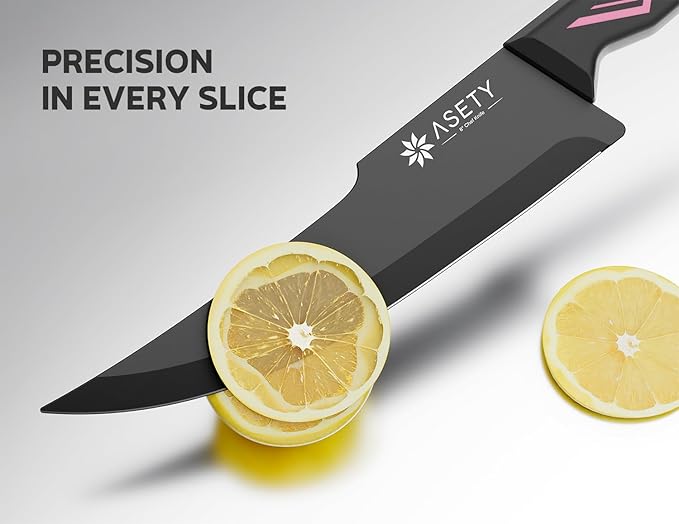 Knife Set - 15 PCS Kitchen Knife Set with Built-in Knife Sharpener Block - Stainless Steel Knife Block Set - Dishwasher Safe, Elegant Box for Her Women Wife, Mothers Day, Pink - Image 6