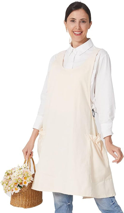 Cozy Adjustable Cross Back Aprons for Women with Pockets Cotton Linen Cooking Kitchen Baking