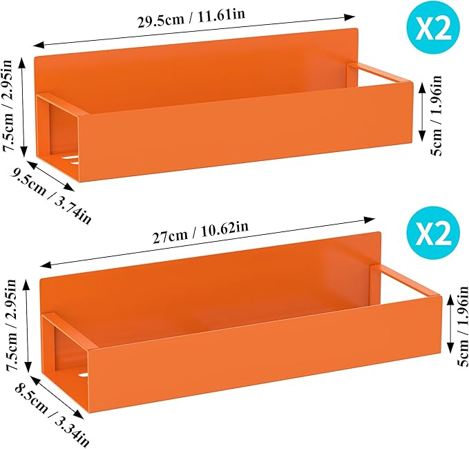 HuggieGems 4 Pack Magnetic Spice Storage Rack Organizer for Refrigerator and Oven, Orange Fridge Organizers and Storage - Image 7