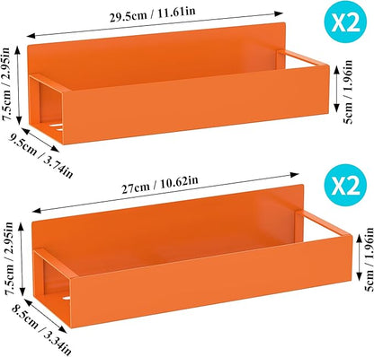HuggieGems 4 Pack Magnetic Spice Storage Rack Organizer for Refrigerator and Oven, Orange Fridge Organizers and Storage - Image 7