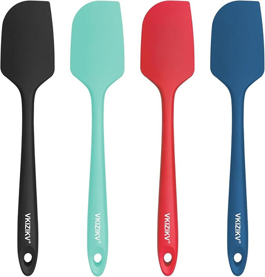4 Pcs Silicone Spatula Set, 11.4 In, 600°F Heat Resistant Rubber Spatulas for Baking, Cooking & Mixing, Flexible and Non-Stick Kitchen Utensils, Seamless & Dishwasher Safe (Multicolor)