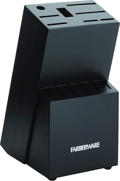 Farberware 15-Piece Stamped Stainless Steel Knife Block Set, High-Carbon Stainless Steel Kitchen Knife Set with Ergonomic Handles, Razor-Sharp Knives with Wood Block, 15-Piece, Black 2 - Image 2