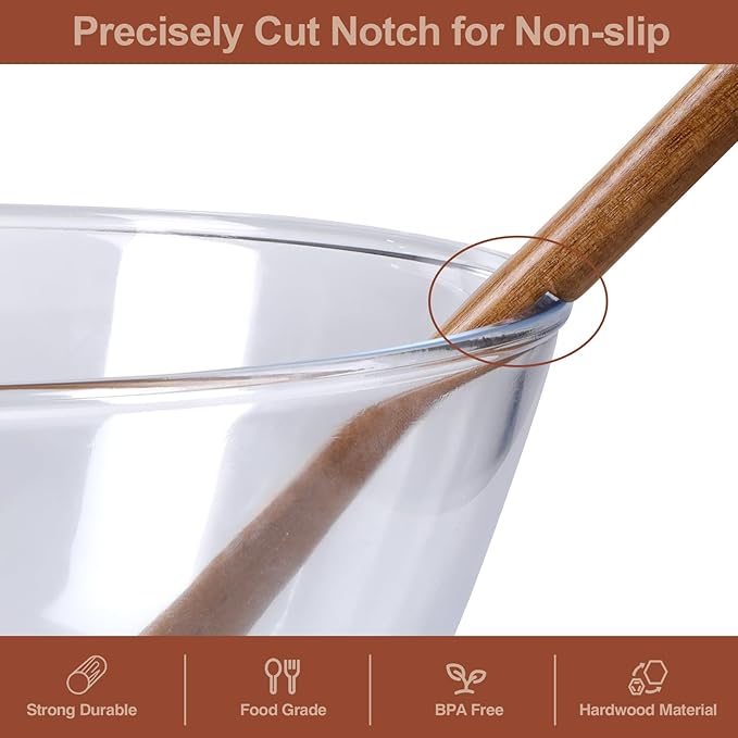 Wooden Cooking Utensils, 6 Pieces Natural Acacia Wooden Spoons For Cooking with Non Stick & Heat Resistant Design, Wooden Kitchen Utensil Set with Hanging Hole for Stirring, Mixing, Cooking - Image 2