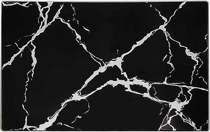 VASUHOME Glass Cutting Board, 16 * 12 inch Set of 1 Tempered Glass Cutting Board, Decorative Square Marble Chopping Board for Kitchen, Scratch, Heat, Shatter Resistant Cutting Mat, Black and White