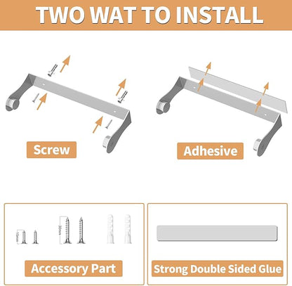 Paper Towel Holder Under Cabinet, Wall Mount Paper Towel Holder for Kitchen Bathroom, Stainless Steel, Adhesive or Screws, Silver - Image 5