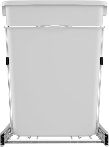Rev-A-Shelf RV-18KD-11C S Double Pullout Trash Can for Kitchen Cabinets 35 Qt Garbage Recycling Bin on Full-Extension Slides, White