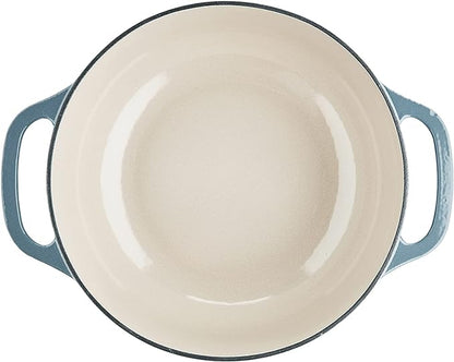 Lodge Essential Enamel Cast Iron Dutch Oven with Lid - Oven-Safe Enamel Cookware up to 500° F - Heat-Retaining Braising & Roasting Pot - Non-Toxic Cookware - 7.5 Quart, Storm Blue - Image 3