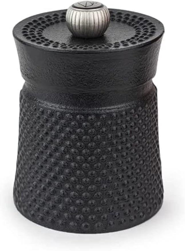 Peugeot Bali Black Cast-Iron Pepper Mill and Salt Cellar.