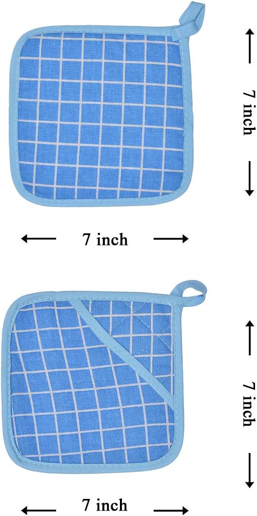 Oven Mitts and Potholders BBQ Gloves-Oven Mitts and Pot Holders with Recycled Infill Silicone Non-Slip Cooking Gloves for Cooking Baking Grilling (4-Piece Set,Blue) - Image 4