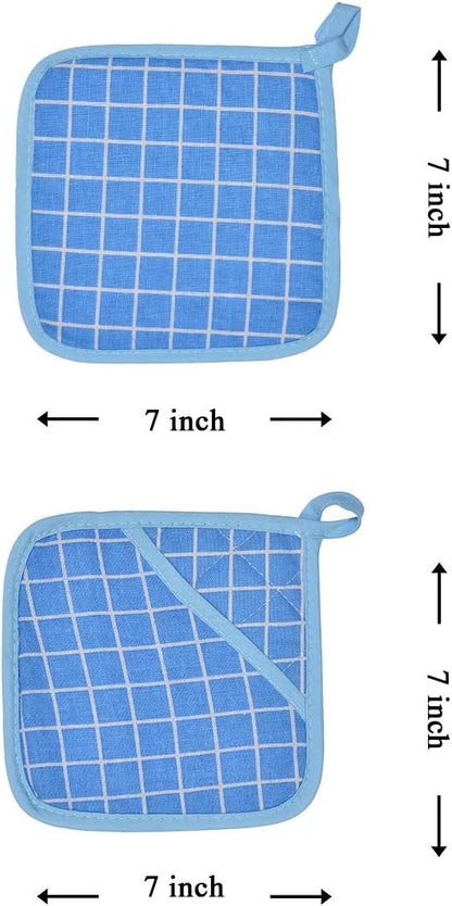 Oven Mitts and Potholders BBQ Gloves-Oven Mitts and Pot Holders with Recycled Infill Silicone Non-Slip Cooking Gloves for Cooking Baking Grilling (4-Piece Set,Blue) - Image 4