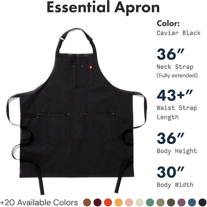 hedley & bennett Essential Apron - Professional Chef Apron with Pockets & Adjustable Bib Strap for Cooking & Grilling