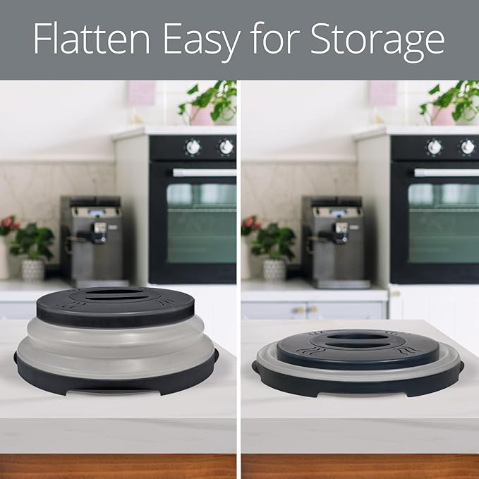 HOVER COVER Magnetic Microwave Splatter Cover with High Power, Strongest Magnetic Grip, Collapsible 12-Inch BPA-Free Food Lid, Vented Plate Guard, Dishwasher Safe, Space-Saving Storage - Black - Image 6