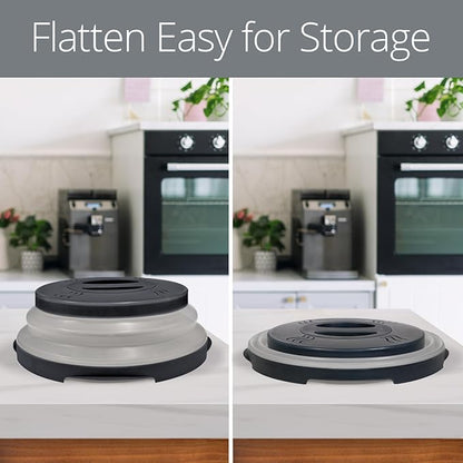 HOVER COVER Magnetic Microwave Splatter Cover with High Power, Strongest Magnetic Grip, Collapsible 12-Inch BPA-Free Food Lid, Vented Plate Guard, Dishwasher Safe, Space-Saving Storage - Black - Image 6