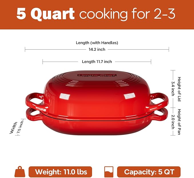 Enameled Cast Iron Sourdough Bread Oven, Dutch Oven, incl. Sourdough Bread-Baking Supplies like Banneton Bread-Proofing Basket - 5QT Loaf Cast Iron Bread Pan for Homemade Bread Baking, Red Meatloaf Pan with Lid - Image 4