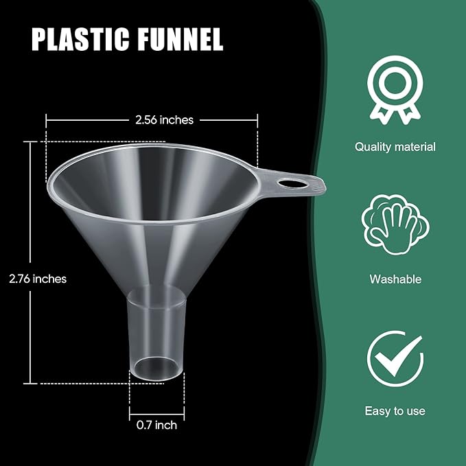 4 Packs Small Plastic Funnel for Filling Small Bottles 2.56 Inch Clear Wide Mouth Plastic Funnel for Filling Water Powder Essential Oils Perfumes Kitchen Bath Garage Use - Image 2