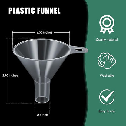 4 Packs Small Plastic Funnel for Filling Small Bottles 2.56 Inch Clear Wide Mouth Plastic Funnel for Filling Water Powder Essential Oils Perfumes Kitchen Bath Garage Use - Image 2