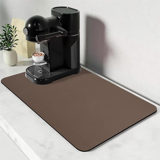 Bloss Absorbent Coffee Mat, Dish Drying Mat for Kitchen Counter Coffee Bar Accessories Espresso Machine, Dish Drainer/Home Improvement(16.1"x24.1", Brown) by Bloss