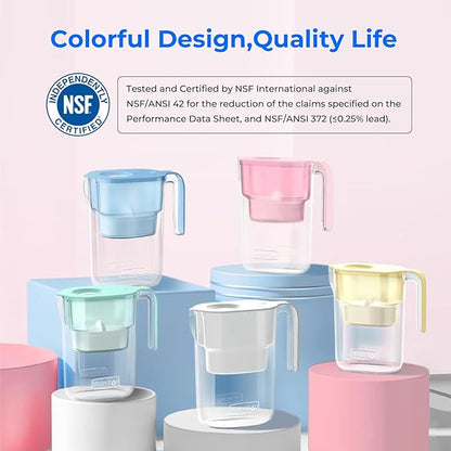 Waterdrop PT-05P Water Filter Pitcher, 7-Cup Capacity, NSF Certified, 5X Longer Filter Life, Up to 200 Gallons, for Fridge, Countertop, and Gift Giving, Reduces PFOA/PFOS, Chlorine, Pink - Image 8