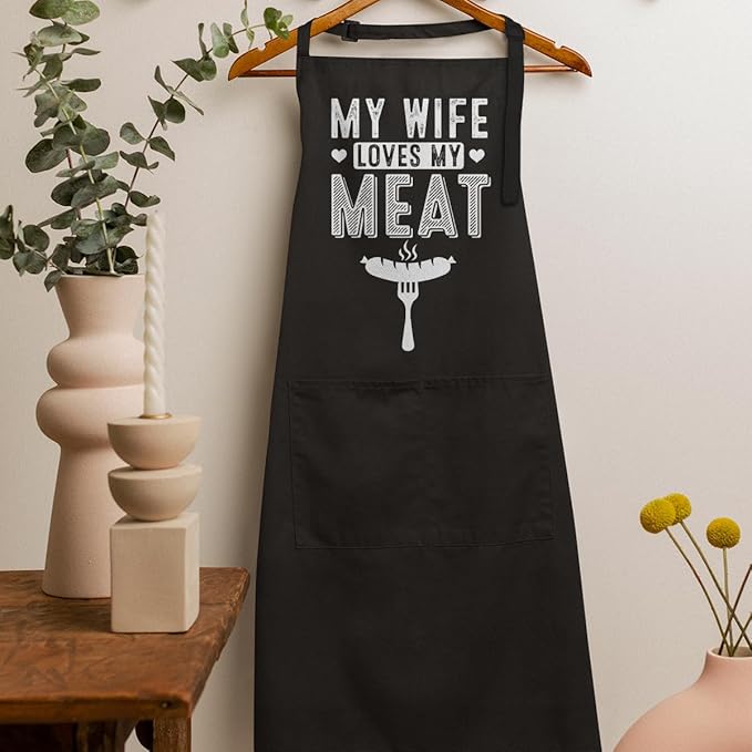 SANDJEST Funny Mens Aprons with Pockets for BBQ Grilling Cooking Grandpa Husband Apron for Birthday Christmas Father's Day