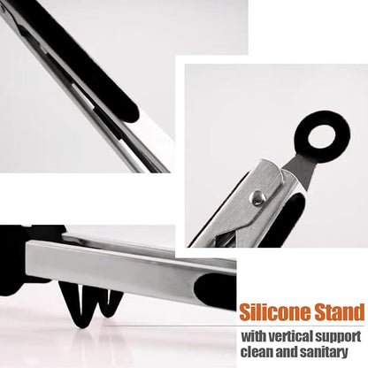 Kitchen Tongs, 9 Inch Tongs for Cooking with Silicone Tips, Food Grade Small Silicone Tong, Mini Serving Tongs for Nonstick Pans, BBQ, Salad, Set of 3, Black - Image 2