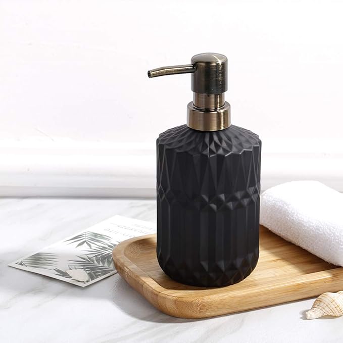 YunNasi Soap Dispenser with Pump, Refillable Liquid Hand Soap Dish Soap Dispensers for Bathroom Counter, Kitchen Sink (Black)