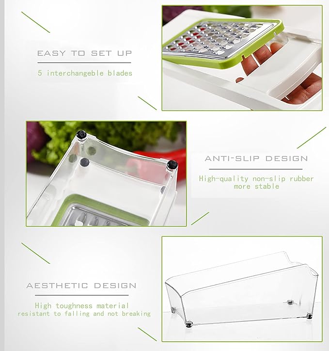 Graters For Kitchen, Cheese Grater with Container, Mandoline Slicer For Kitchen, Vegetable Grater, Carrot Shredder, Julienne Slicer and Peeler, Potato Slicer - Image 7