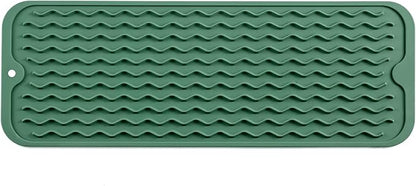 MicoYang Silicone Dish Drying Mat for Multiple Usage,Easy clean,Eco-friendly,Heat-resistant Silicone Mat for Kitchen Counter,Sink,Bar,Bottle,or Cup Green M 17 inches x 6 inches by MicoYang