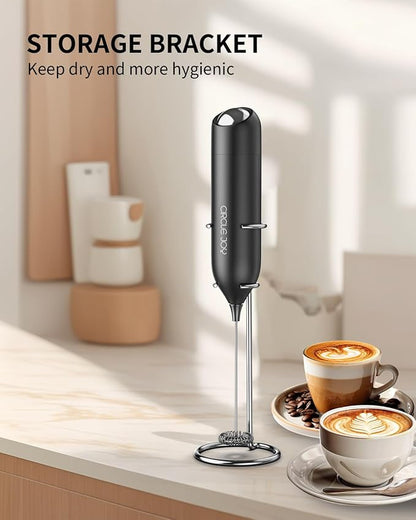 CIRCLE JOY Milk Frother Hanheld with Stand, Electric Coffee Frother, Battery Operated Hand Frother Wand Drink Mixer Mini Foamer for Matcha Lattes Cappuccino, Kitchen Gifts, Black - Image 3