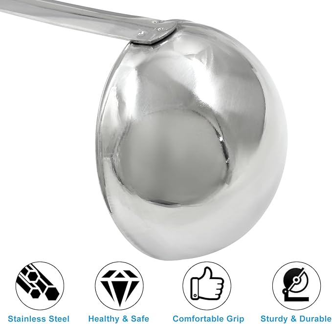 Piutouyar 3 Pcs 4 oz Soup Ladle Set, Stainless Steel Ladle with Long Hooked Handles Kitchen Cooking Serving Ladle Accessories for Cooking Soup Sauce Stews - Image 3