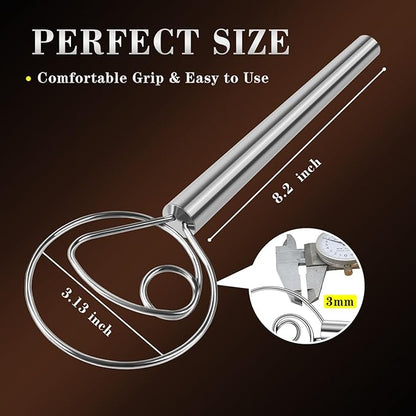 TEEVEA Danish Dough Whisk Stainless Steel Hook Dutch Bread Mixer for Sourdough Baking Tools - Image 3